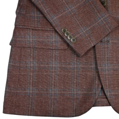 Paul Betenly Modern Soft Sport Coat: Brick/Blue Plaid