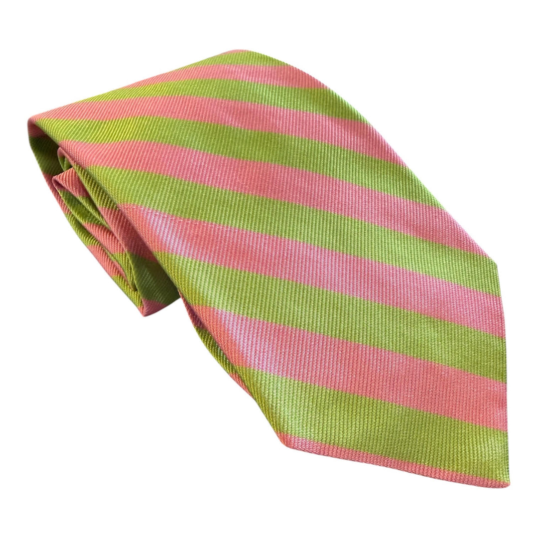 Peter Ashley Stripe Neck Tie: Pink and Green
