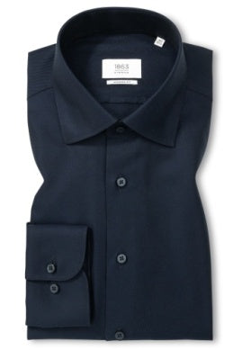 Eterna Royal Twill Modern Fit Kent Collar: Navy