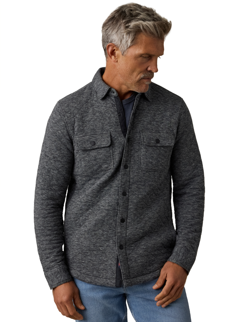 Faherty Epic Quilted Fleece CPO: Graphite Cloud Heather