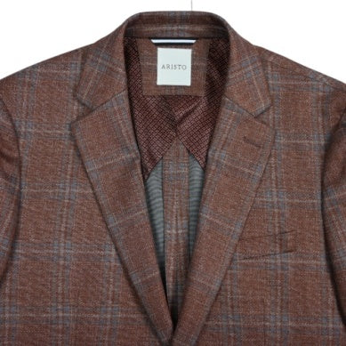 Paul Betenly Modern Soft Sport Coat: Brick/Blue Plaid