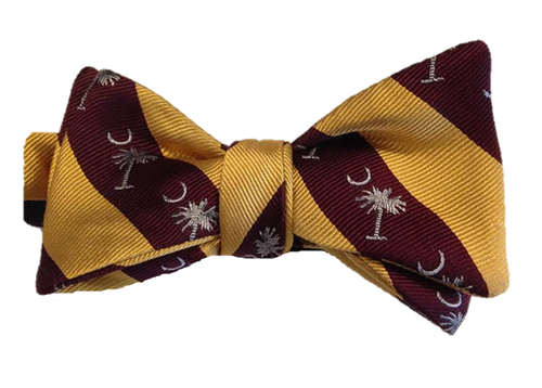 Palmetto Striped Bowtie - Maroon/Yellow