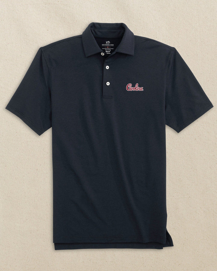 Southern Tide University of South Carolina "Carolina" Script brrr°®-eeze Heather Performance Polo Shirt: Caviar Black