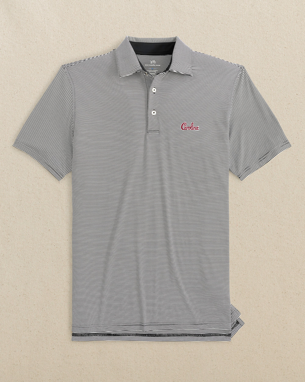 Southern Tide USC Gamecocks brrr°®-eeze Meadowbrook Stripe Polo - Carolina Script: Caviar Black