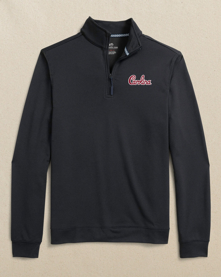 Southern Tide University of South Carolina "Block C" Schooner Quarter Zip: Caviar Black