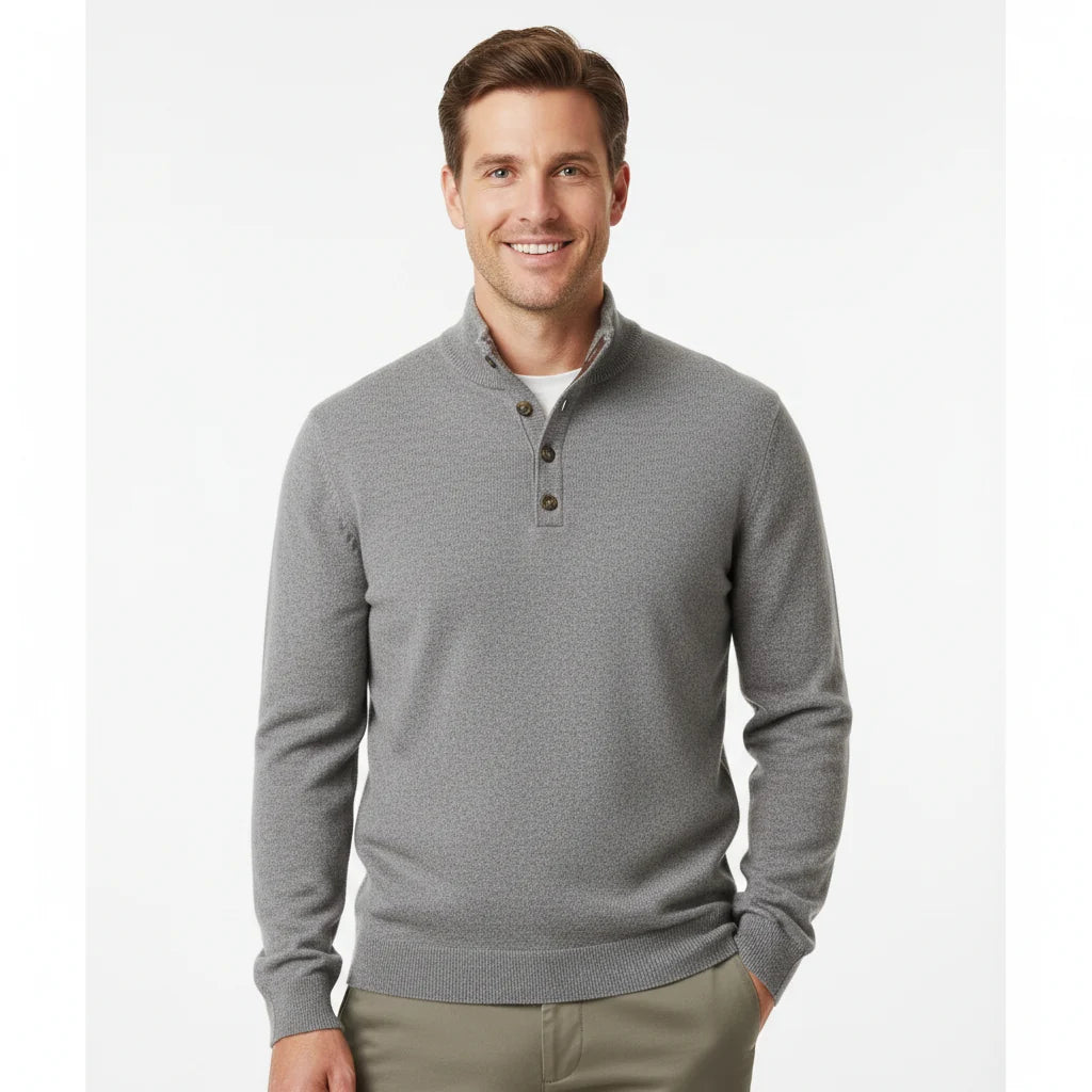 Johnnie-O Merino Yak Henley: Charcoal