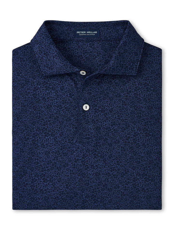 Peter Millar Crown Crafted Parkinson Floral  Performance Jersey Polo: Navy