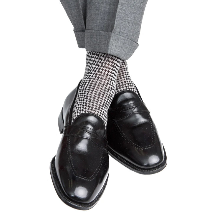 Dapper Classics Black and Ash Houndstooth Sock