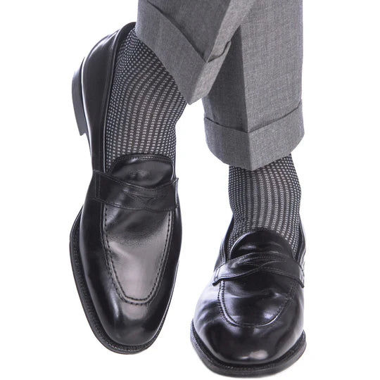 Dapper Classics Black and Ash Grenadine Cotton Sock