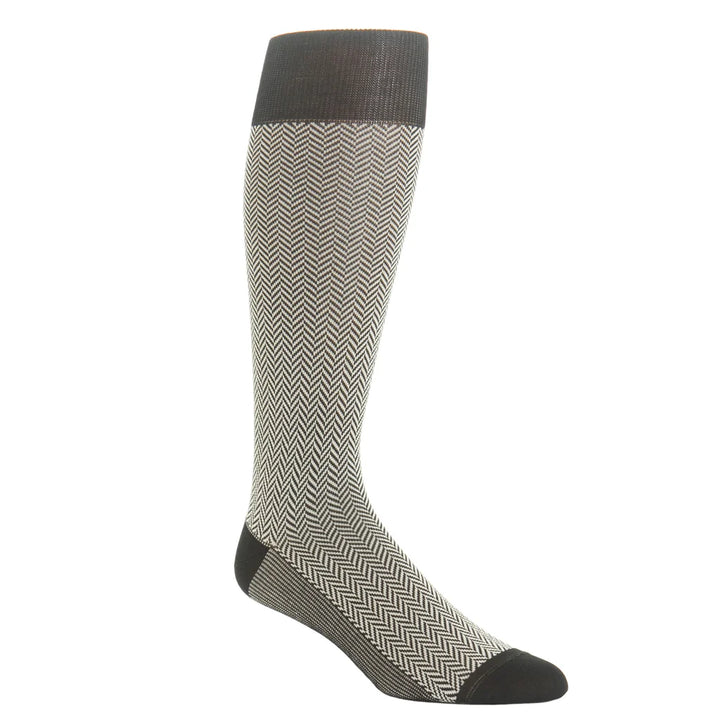 Dapper Classics Black and Tan Herringbone Cotton Sock