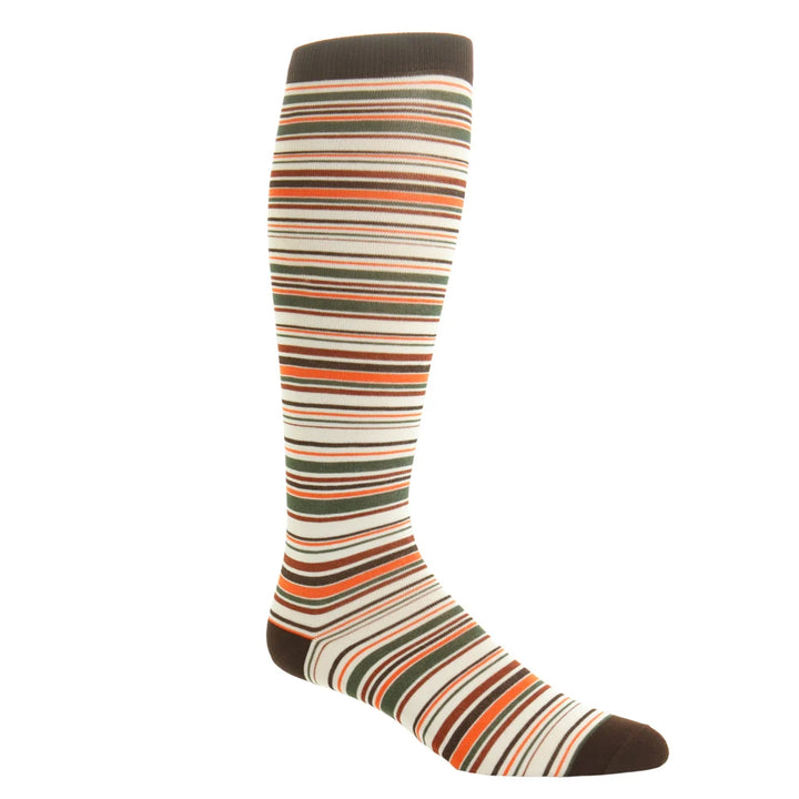 Dapper Classics Coffee Brown with Varigated Stripe Cotton Sock