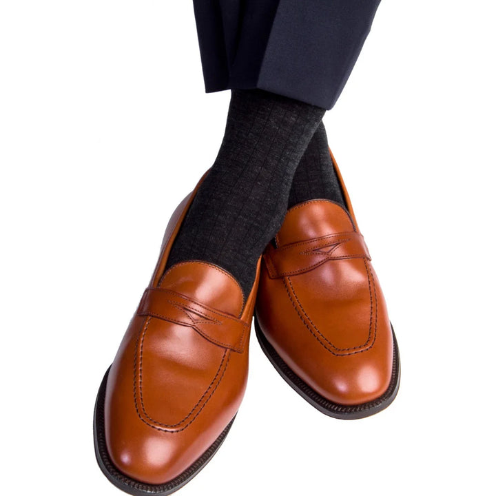 Dapper Classics Charcoal Solid Ribbed Sock