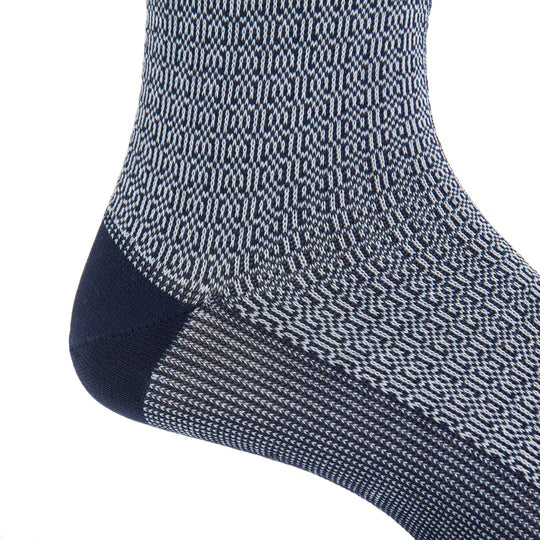 Dapper Classics Classic Navy with Ash Chain Link Mid Calf Cotton Sock