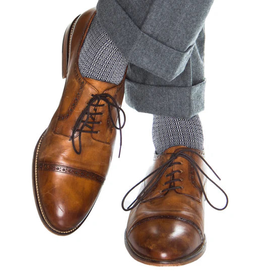Dapper Classics Classic Navy with Ash Chain Link Mid Calf Cotton Sock