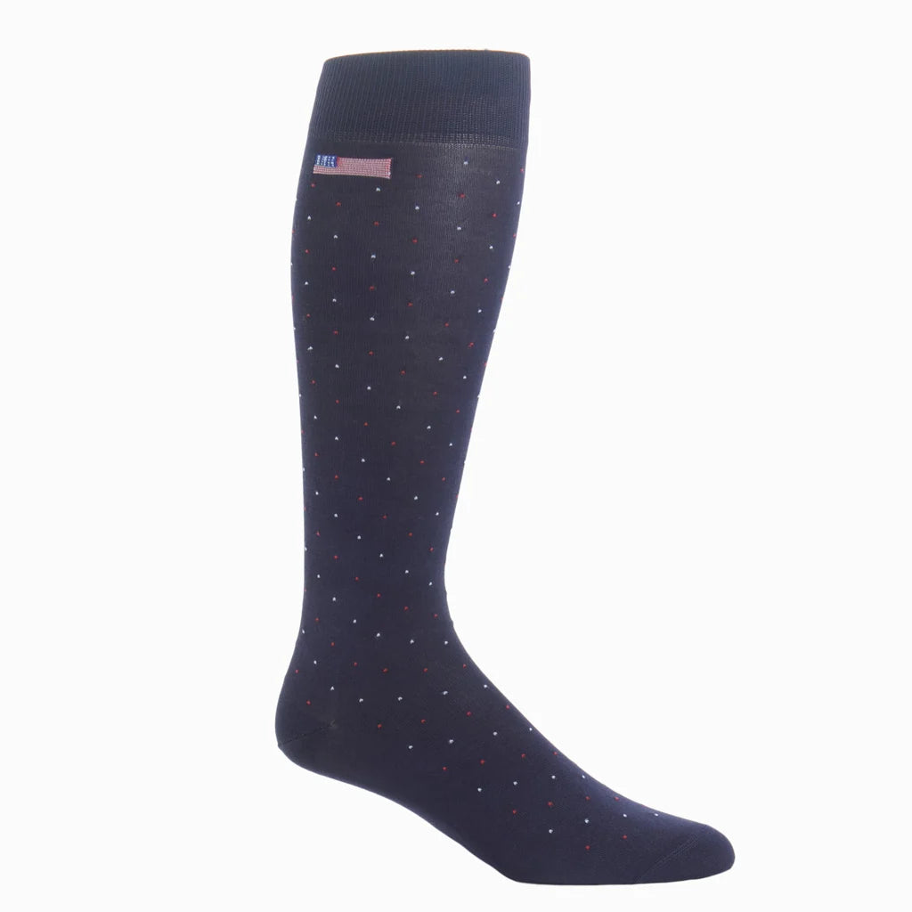 Dapper Classics Navy With American Flag and Pin Dots socks