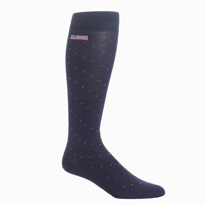 Dapper Classics Navy With American Flag and Pin Dots socks