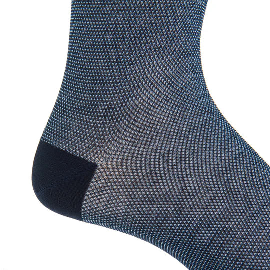 Dapper Classics Navy and Sky Blue Nailhead Cotton Sock