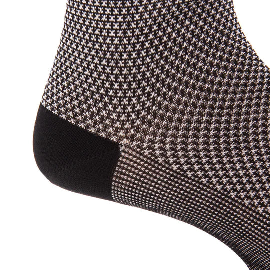 Dapper Classics Black and Ash Birdseye Mid Calf Cotton Sock