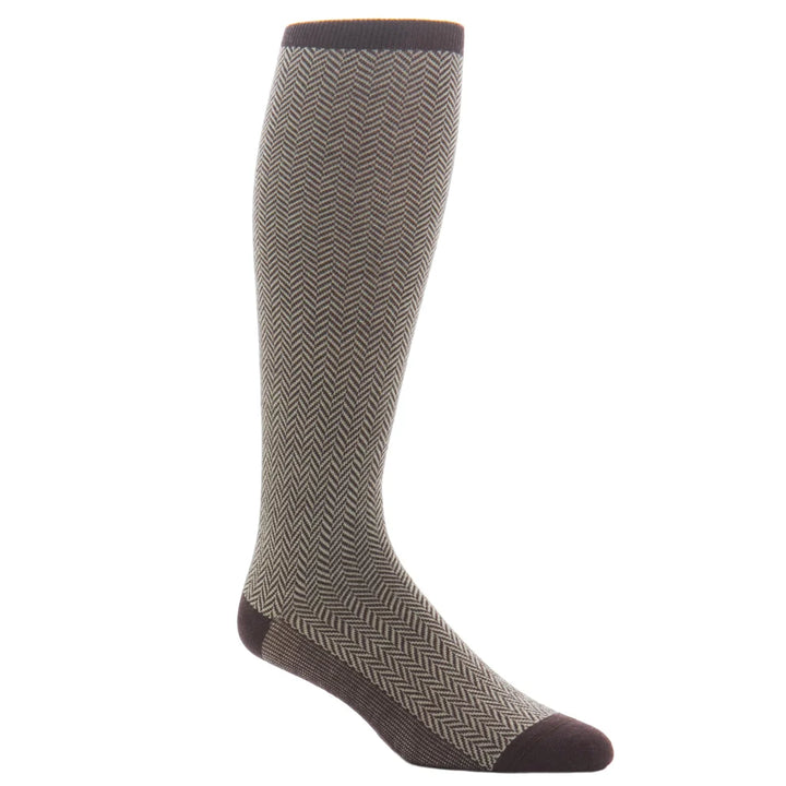 Dapper Classics Coffee and taupe Herringbone Sock