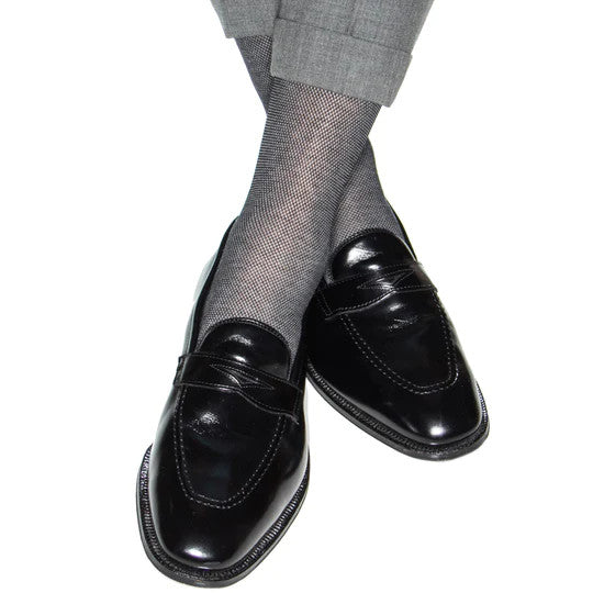 Dapper Classics Black and Ash Nailhead Cotton Sock