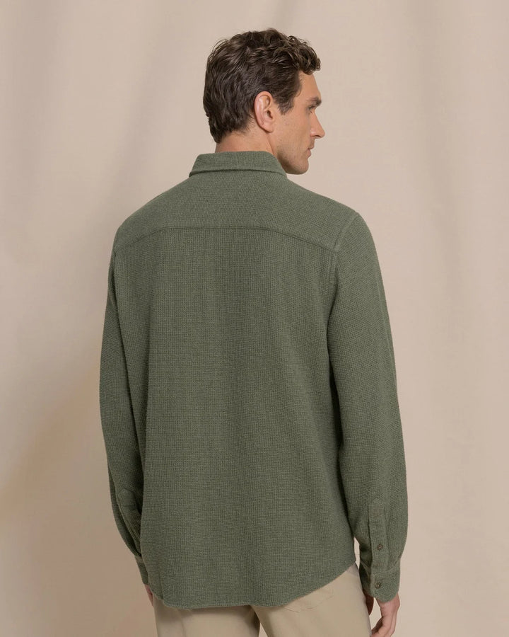 Southern Tide Waffle Weave Heather Sport Shirt: Heather Cedar Green