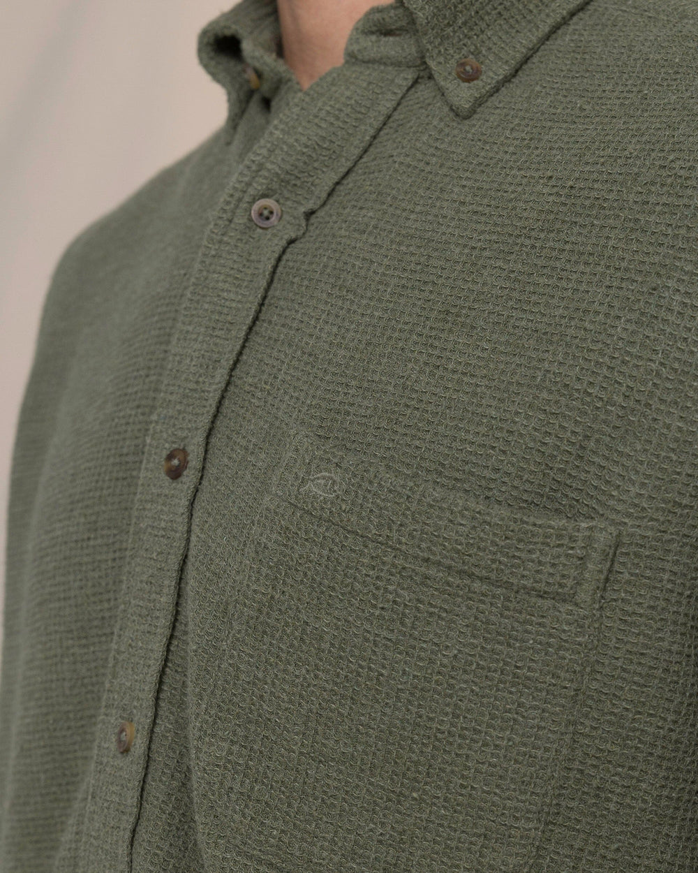 Southern Tide Waffle Weave Heather Sport Shirt: Heather Cedar Green