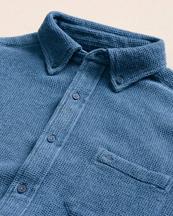Southern Tide Waffle Weave Sport Shirt: Light Blue