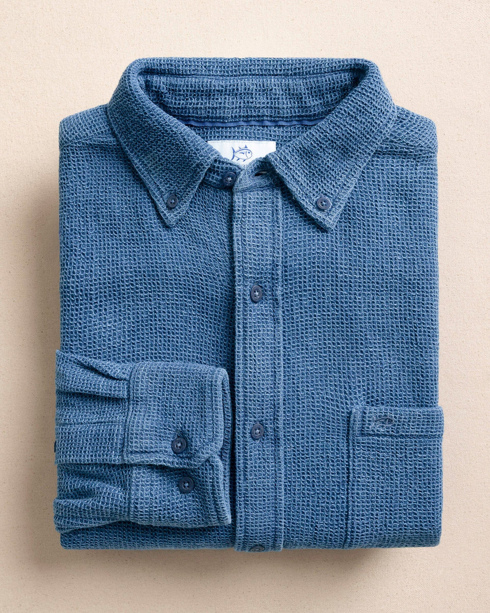 Southern Tide Waffle Weave Sport Shirt: Light Blue