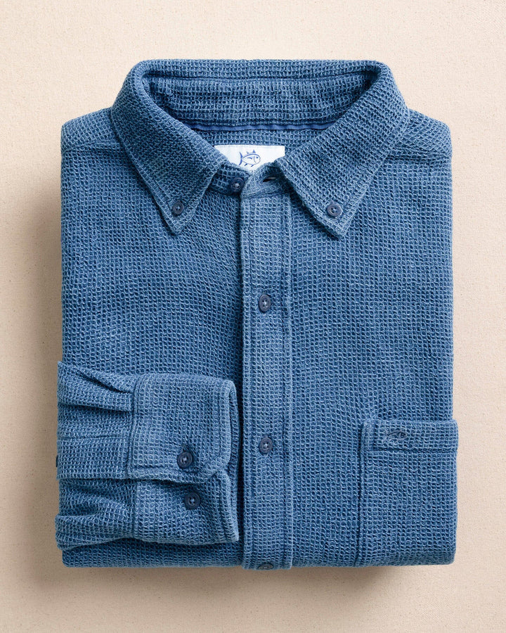 Southern Tide Waffle Weave Sport Shirt: Light Blue