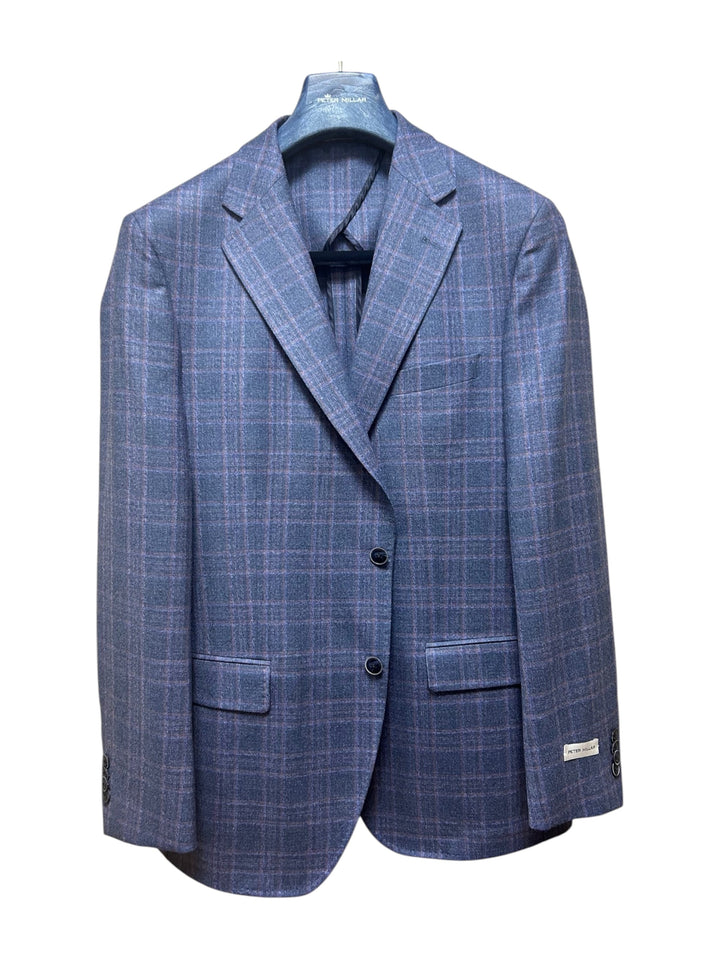 Peter Millar Harrison Hyperlight Sport Coat: Blue/Plum Plaid