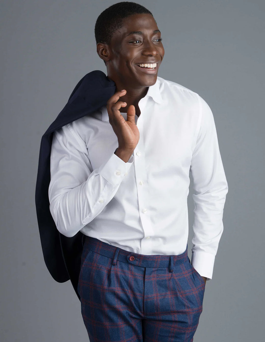 Stantt Ready To Wear White Twill Dress Shirt: Modified Spread Collar
