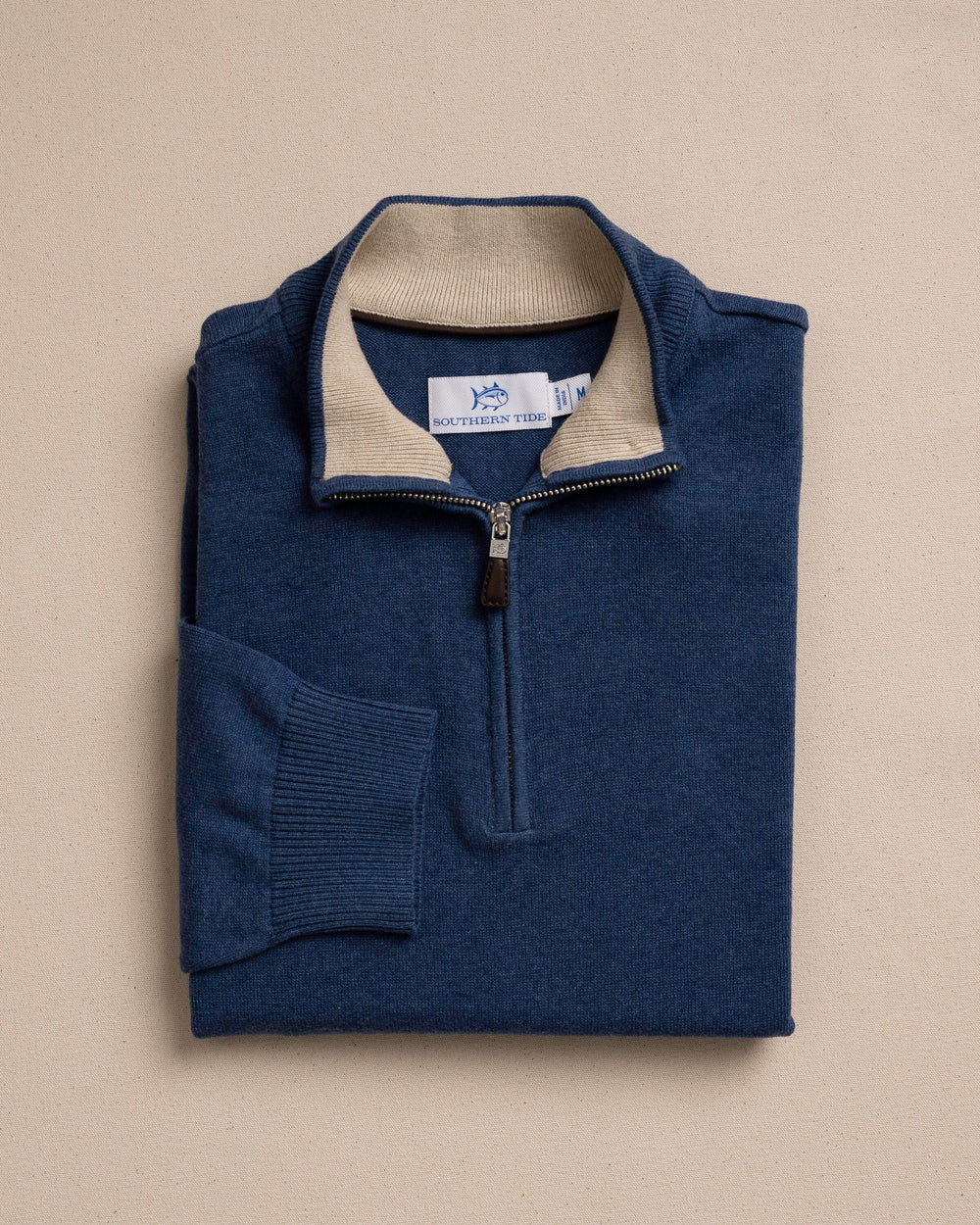 Southern Tide Whitehaven Heather Quarter Zip Sweater: Heather Nautical Blue