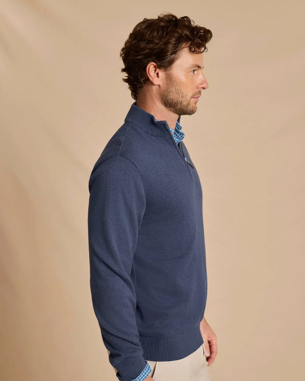 Southern Tide Whitehaven Heather Quarter Zip Sweater: Heather Nautical Blue