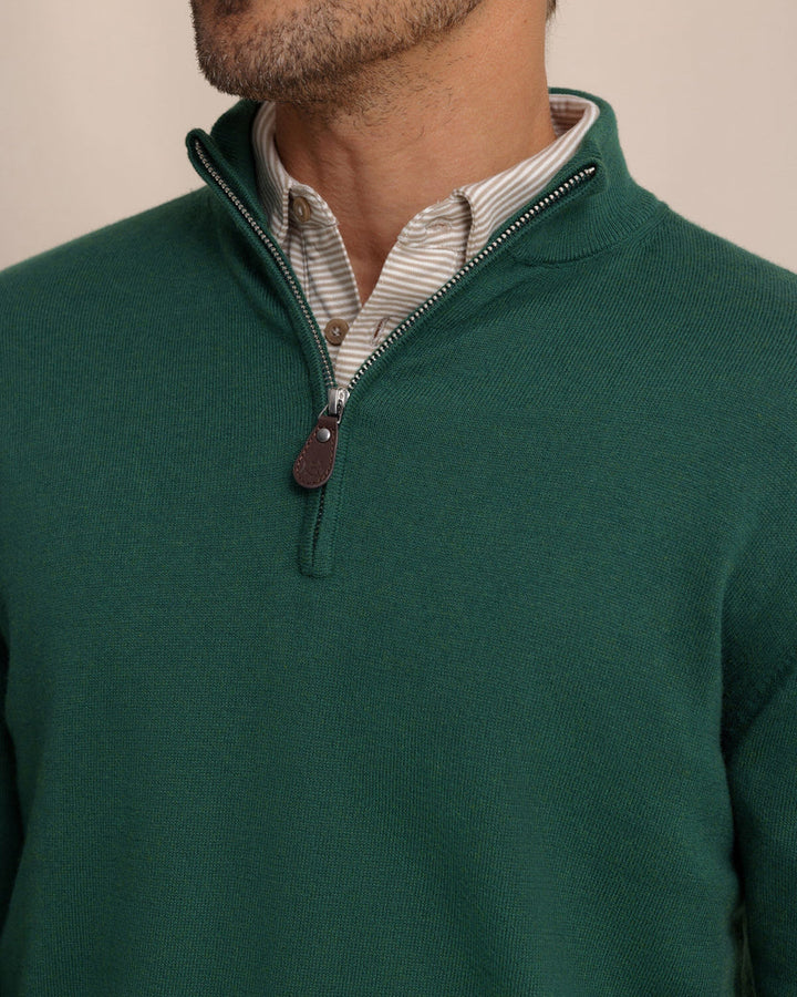 Southern Tide Whitehaven Heather Quarter Zip Sweater: Heather Salt Meadow