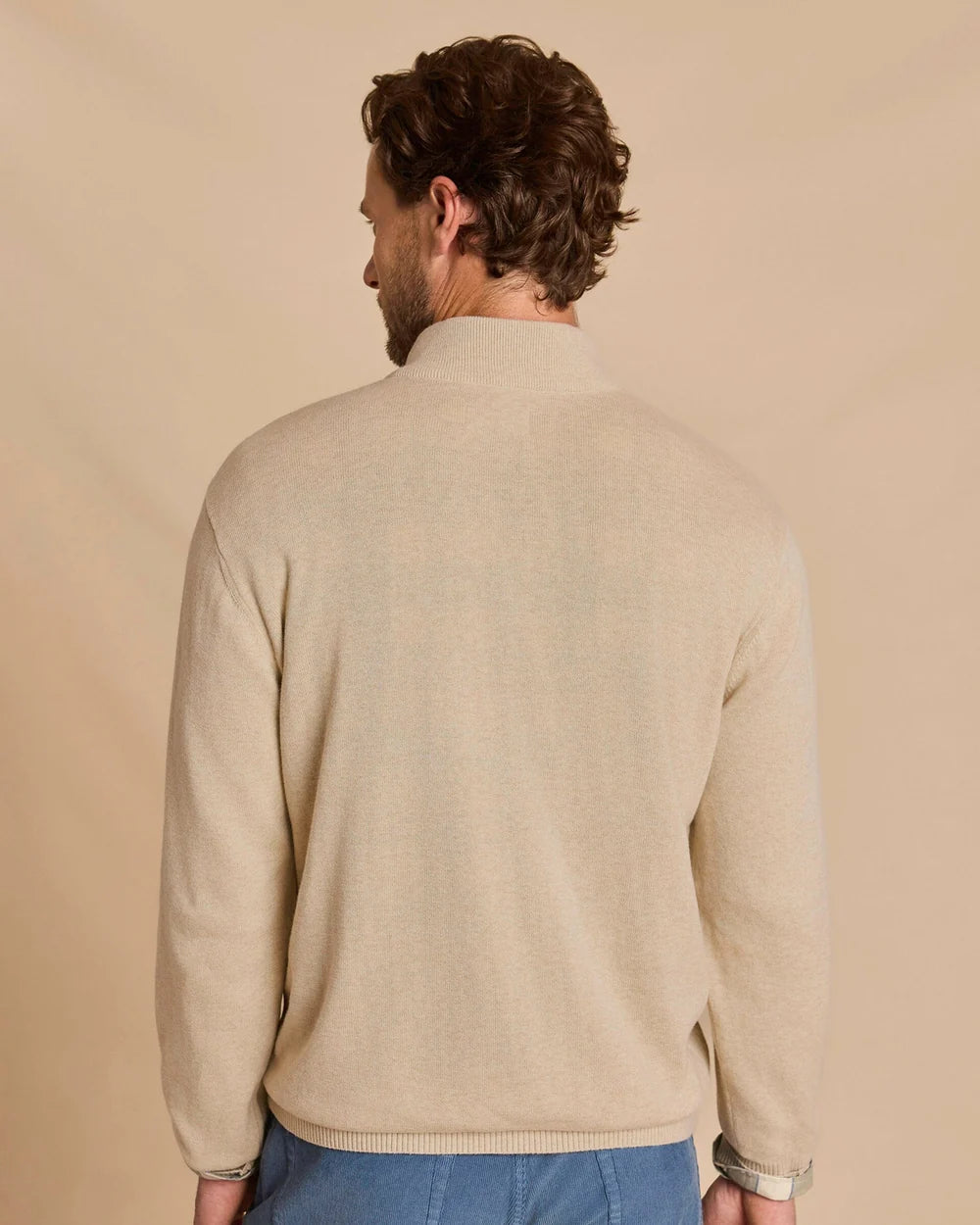 Southern Tide Whitehaven Heather Quarter Zip Sweater: Heather Sand Dunes