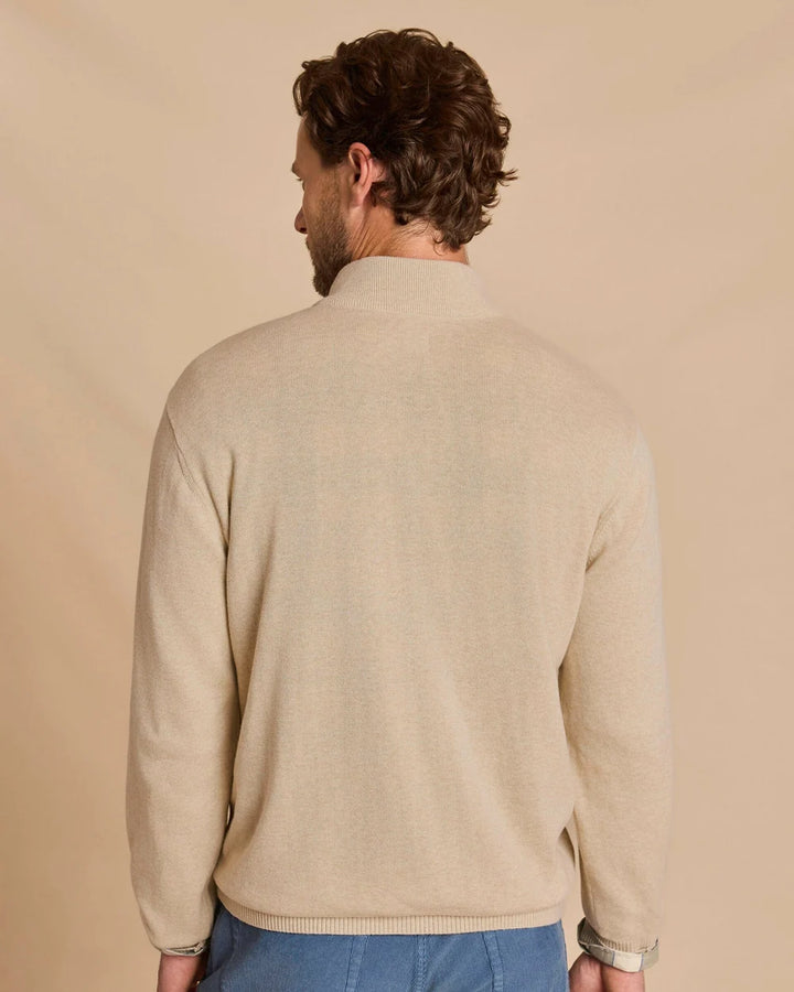 Southern Tide Whitehaven Heather Quarter Zip Sweater: Heather Sand Dunes
