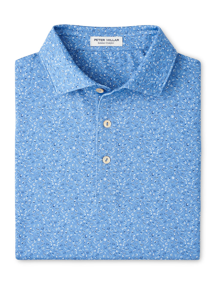 Peter Millar Champagne and Caviar Performance Jersey Polo "Lake Murray Dam Towers": Evening Tide