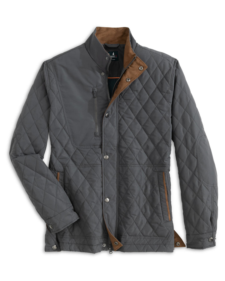 Johnnie-O Juno Quilted Snap Jacket: Dark Gray