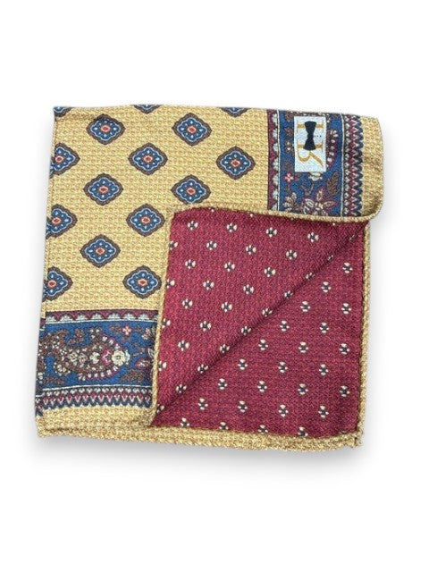R. Hanauer Yellow Diamond/Small Flower Pocket Square